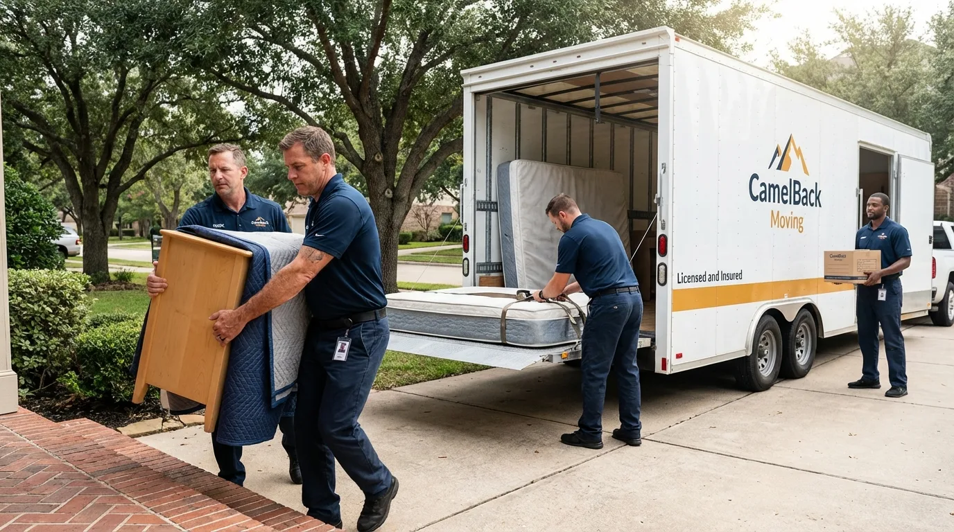 Crew loading residential truck for cross-state move from Bowmansville, PA