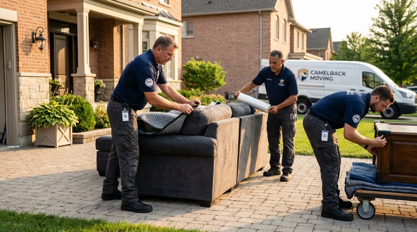 Large estate moving crew wrapping furniture in Bowmansville, PA