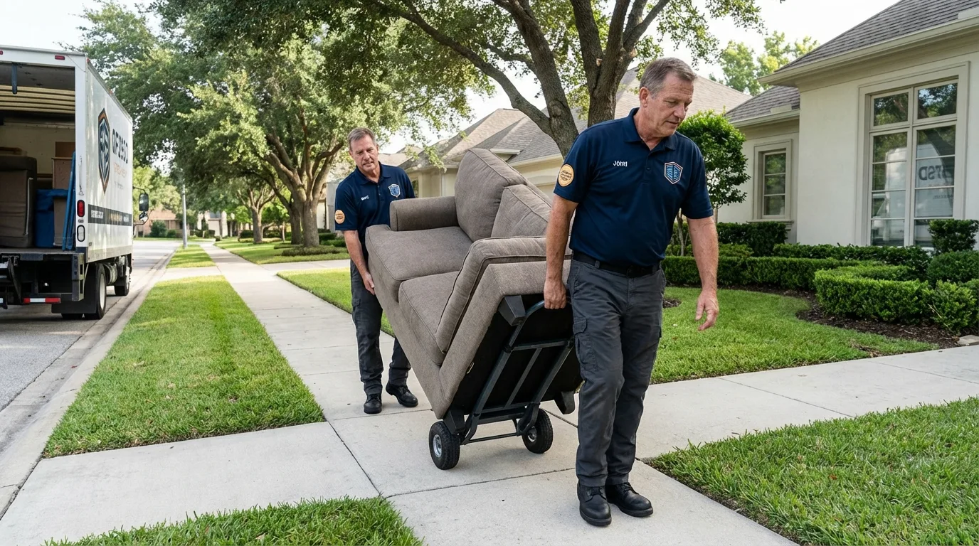 Local residential moving crew loading furniture in Bowmansville, PA